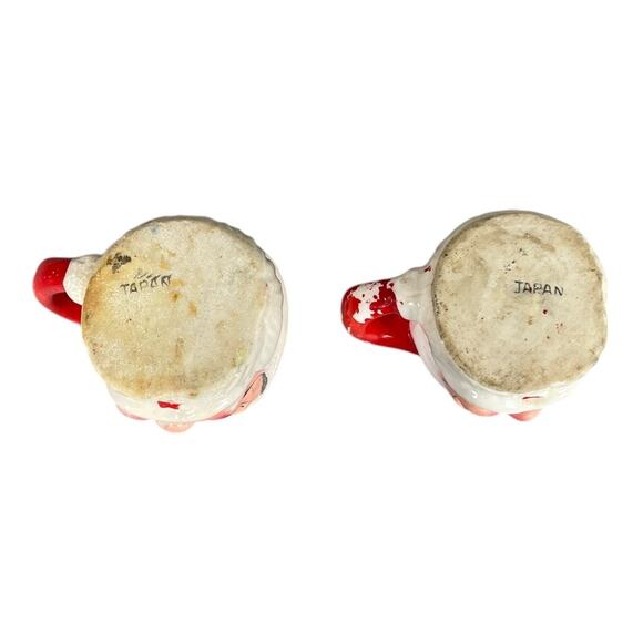 Vintage 2 Mini Ceramic Winking Santa Mugs Made In Japan - Picture 5 of 6